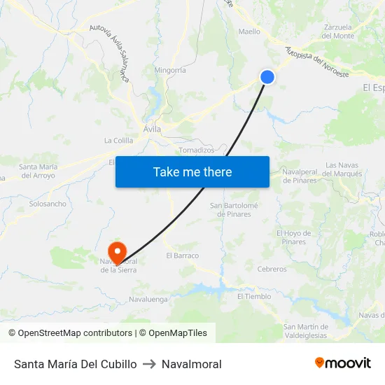 Santa María Del Cubillo to Navalmoral map