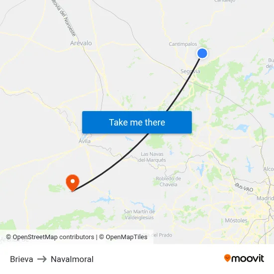 Brieva to Navalmoral map