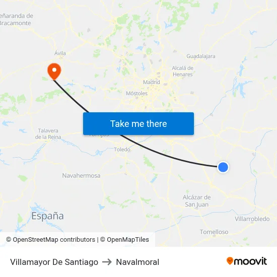 Villamayor De Santiago to Navalmoral map