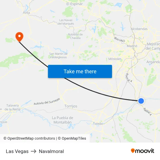 Las Vegas to Navalmoral map