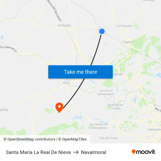 Santa María La Real De Nieva to Navalmoral map