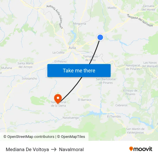 Mediana De Voltoya to Navalmoral map