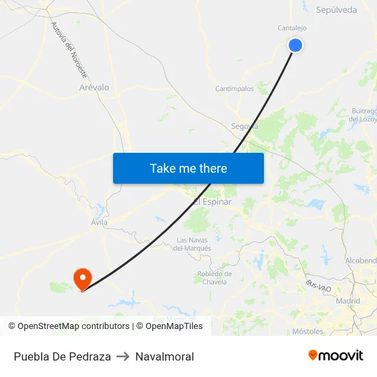 Puebla De Pedraza to Navalmoral map