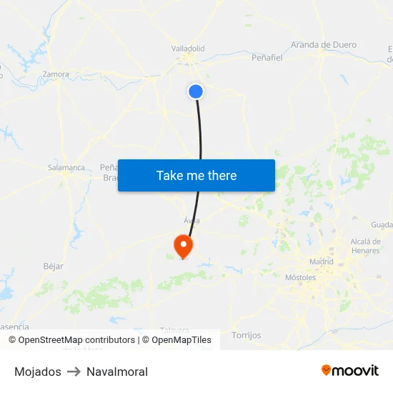 Mojados to Navalmoral map