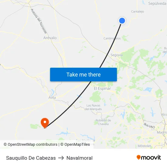Sauquillo De Cabezas to Navalmoral map