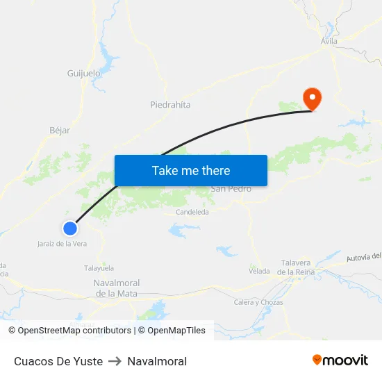 Cuacos De Yuste to Navalmoral map