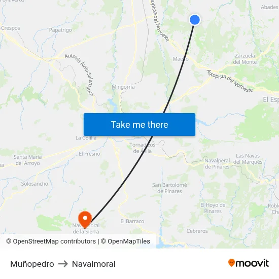 Muñopedro to Navalmoral map
