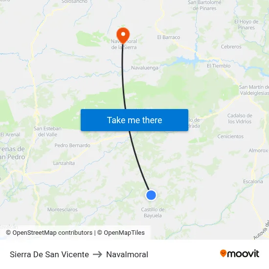 Sierra De San Vicente to Navalmoral map