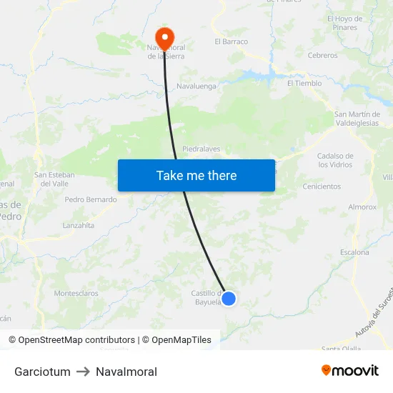 Garciotum to Navalmoral map
