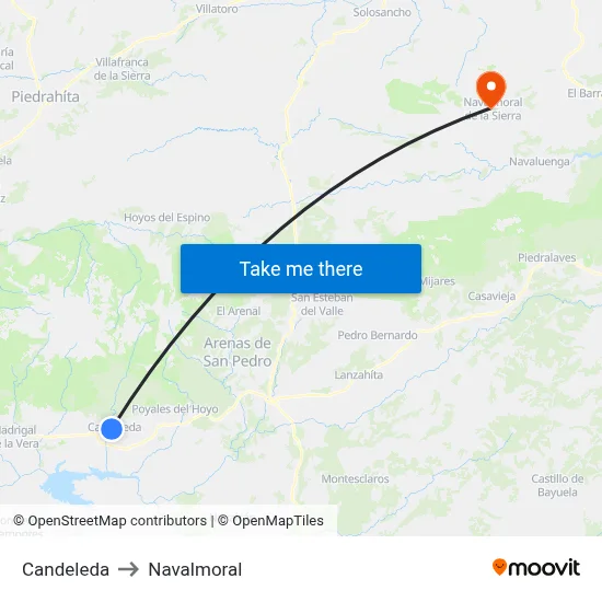 Candeleda to Navalmoral map
