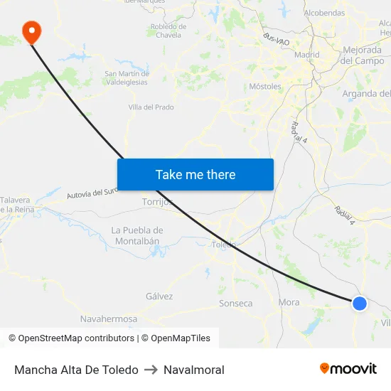 Mancha Alta De Toledo to Navalmoral map