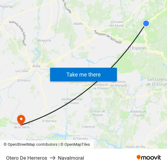 Otero De Herreros to Navalmoral map