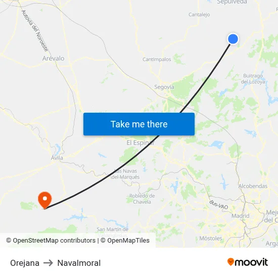 Orejana to Navalmoral map