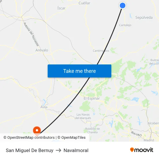 San Miguel De Bernuy to Navalmoral map