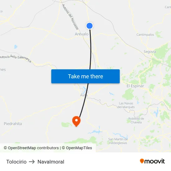Tolocirio to Navalmoral map