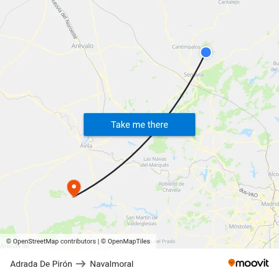Adrada De Pirón to Navalmoral map
