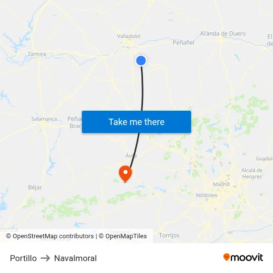 Portillo to Navalmoral map