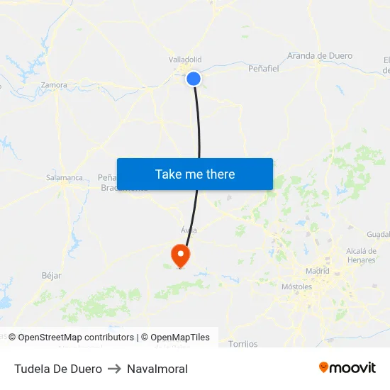 Tudela De Duero to Navalmoral map