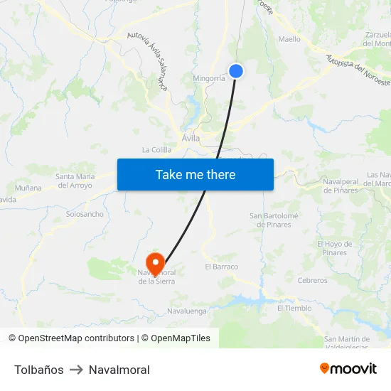 Tolbaños to Navalmoral map