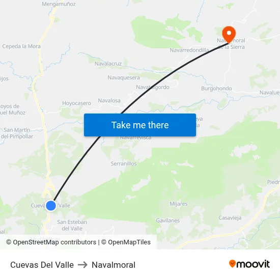 Cuevas Del Valle to Navalmoral map