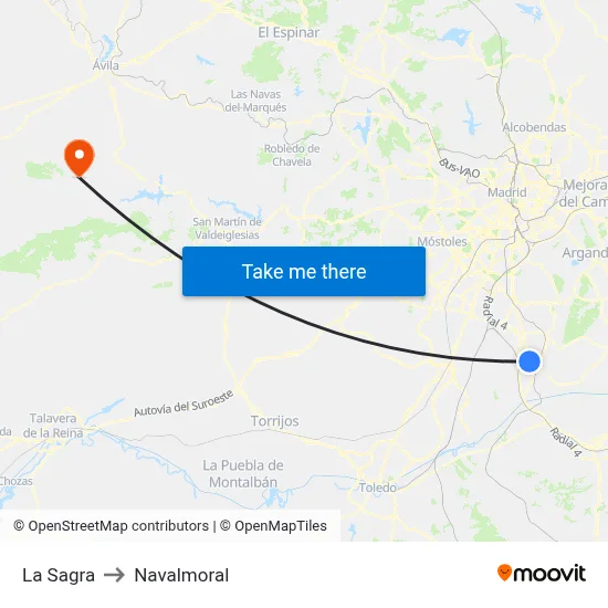 La Sagra to Navalmoral map