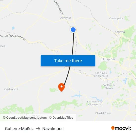 Gutierre-Muñoz to Navalmoral map