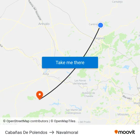 Cabañas De Polendos to Navalmoral map