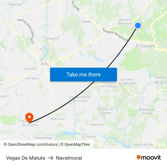 Vegas De Matute to Navalmoral map