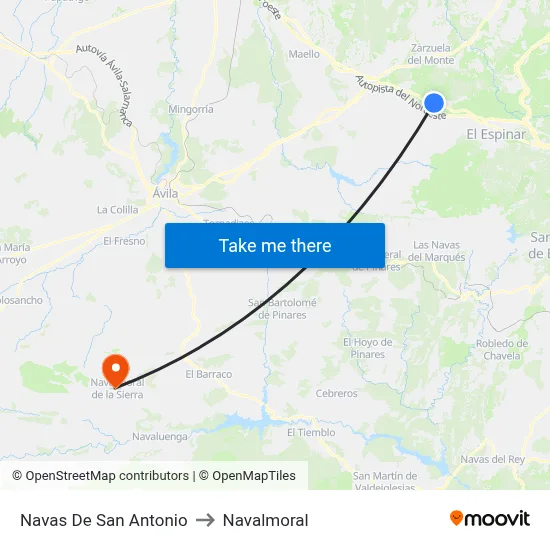 Navas De San Antonio to Navalmoral map
