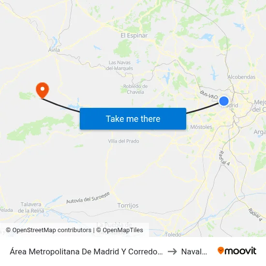 Área Metropolitana De Madrid Y Corredor Del Henares to Navalmoral map