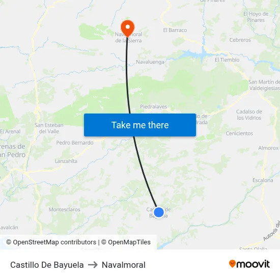Castillo De Bayuela to Navalmoral map
