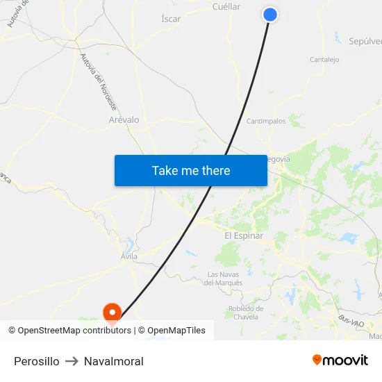 Perosillo to Navalmoral map