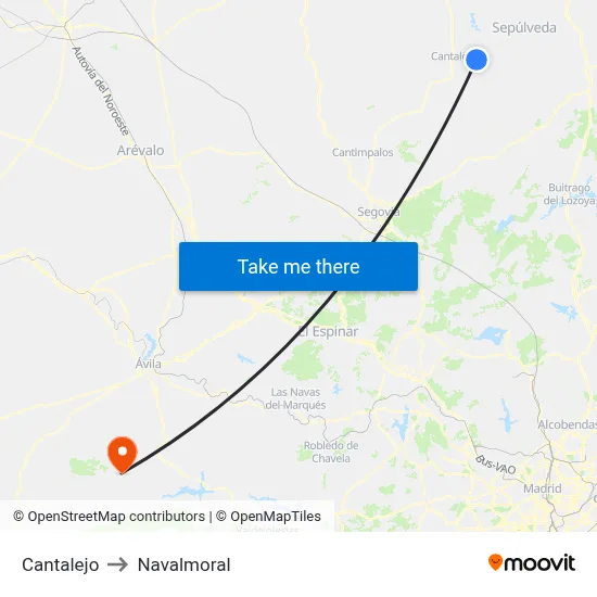 Cantalejo to Navalmoral map
