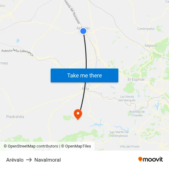 Arévalo to Navalmoral map