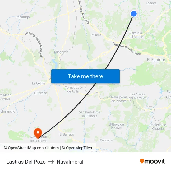Lastras Del Pozo to Navalmoral map