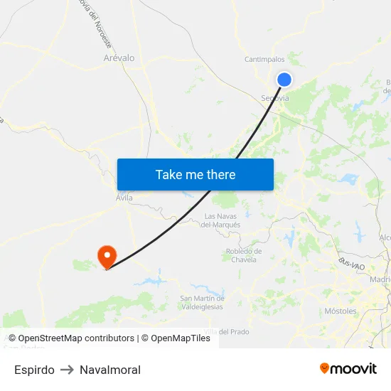 Espirdo to Navalmoral map