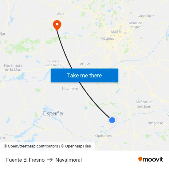 Fuente El Fresno to Navalmoral map