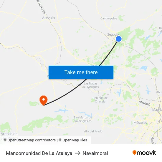 Mancomunidad De La Atalaya to Navalmoral map