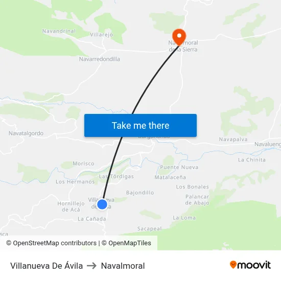 Villanueva De Ávila to Navalmoral map