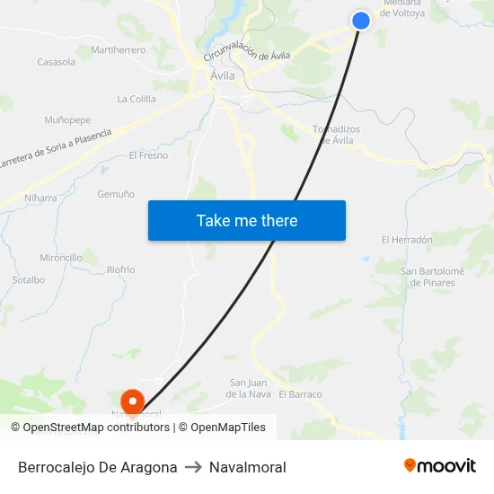 Berrocalejo De Aragona to Navalmoral map