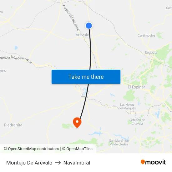 Montejo De Arévalo to Navalmoral map