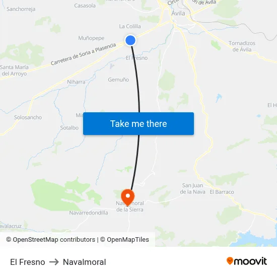 El Fresno to Navalmoral map
