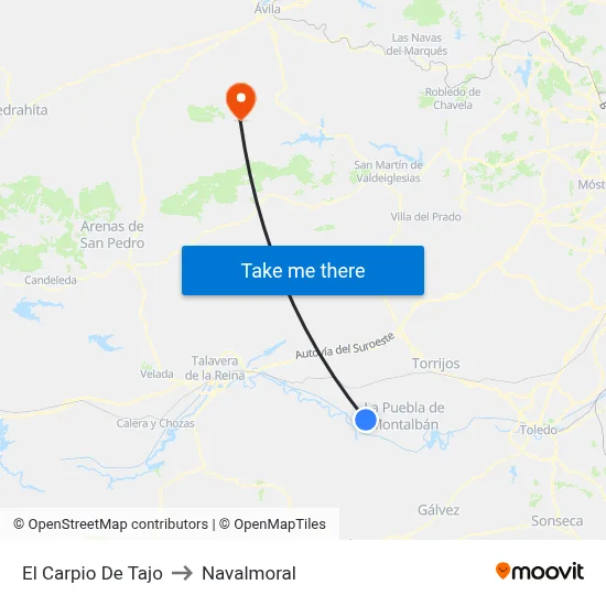 El Carpio De Tajo to Navalmoral map