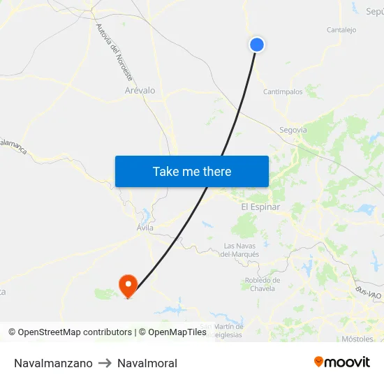 Navalmanzano to Navalmoral map