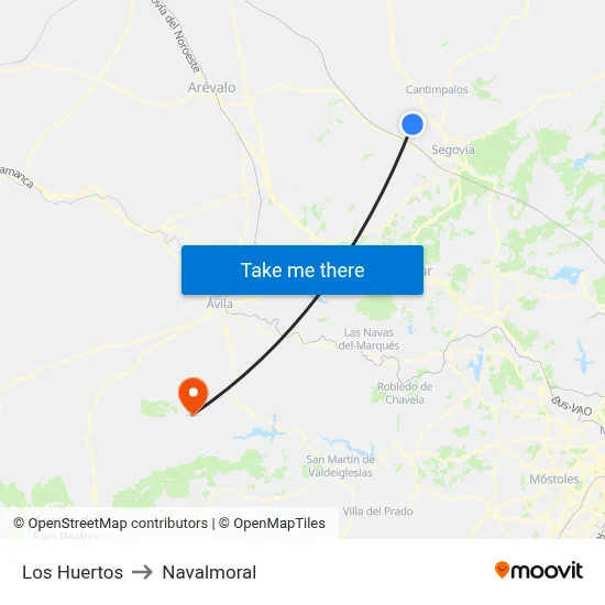 Los Huertos to Navalmoral map