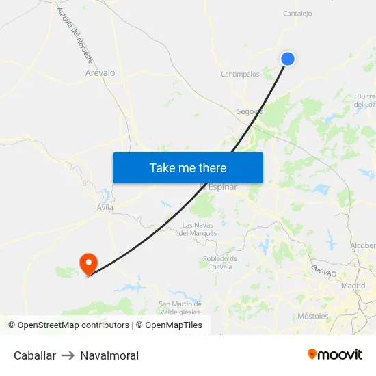 Caballar to Navalmoral map
