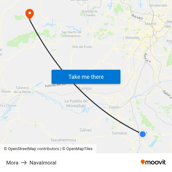 Mora to Navalmoral map