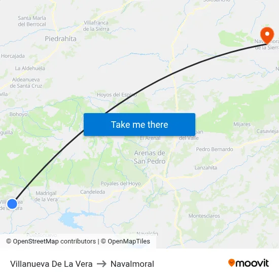 Villanueva De La Vera to Navalmoral map
