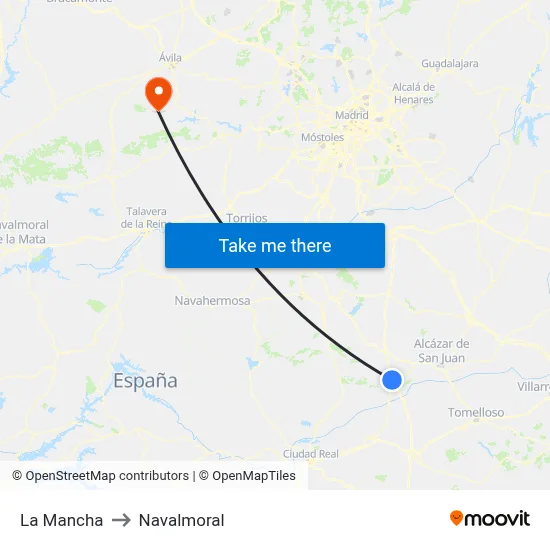 La Mancha to Navalmoral map