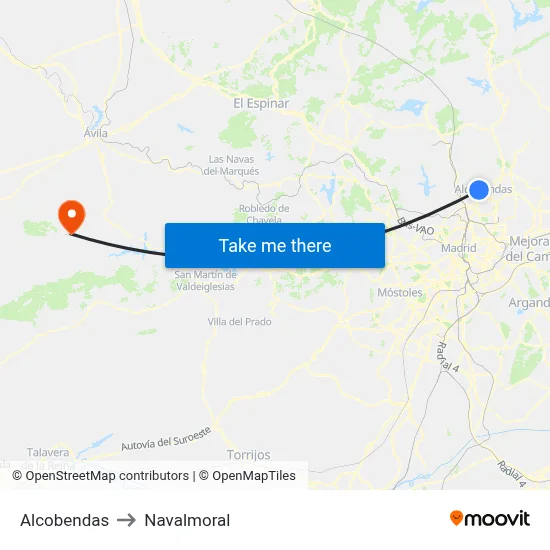 Alcobendas to Navalmoral map